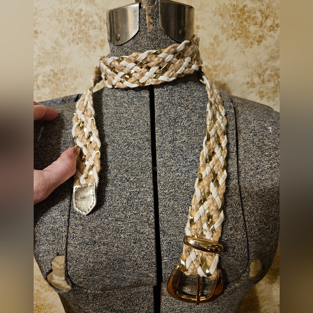 Vintage 80s Boho Style Braided Belt - Picture 2 of 7